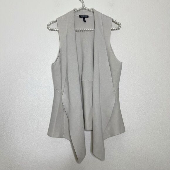 Eileen Fisher Vest Small Knit Open Front  Silk Cotton Oatmeal Beige Sleeveless - Picture 1 of 14